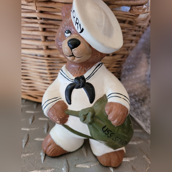 NAVY USS Seahorse Tribute - Sailor Bear Ceramic Figure Hand Painted VINTAGE EUC - Picture 1 of 2
